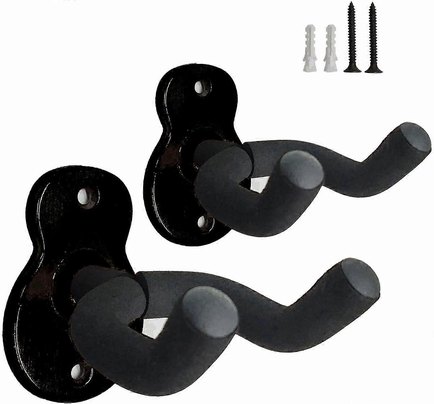 Metal Guitar Wall Mount Holder - 2-Pack Suitable for All Instruments (Black)