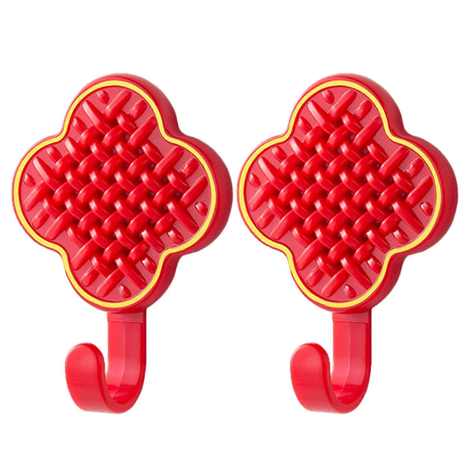 2Pcs Wall Storage Hooks Strong Load-bearing Punch Free Self-Adhesive Easy to Install Chinese Style Knot Hooks Wall Decor Jikaixiang