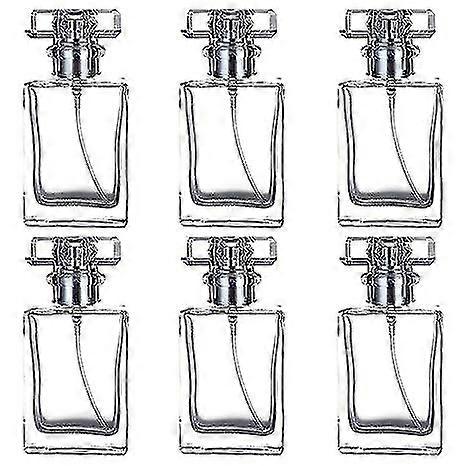 6 Pack 30ml 1 Oz Refillable Perfume Bottle Portable Square Empty Glass Perfume Atomizer Bottle With Spray Applicator Transparent And Black Assorted