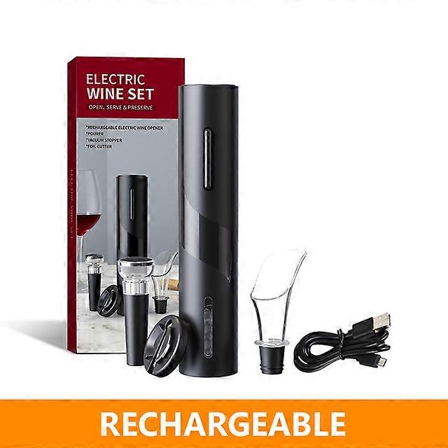 Electric Wine Bottle Opener with Foil Cutter One-click Button Rechargeable Automatic Red Wine Corkscrew for Party Bar Wine Lover
