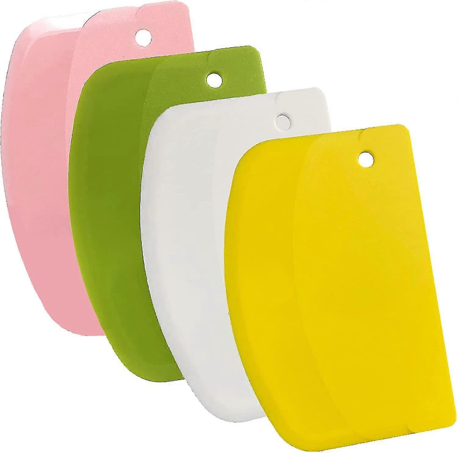 Dough Scraper, Pastry Scraper Plastic Table Knife, Bowl Scraper Dough Bread Knife For Cake Decorating Baking, 4 Pieces (mixed Colors)