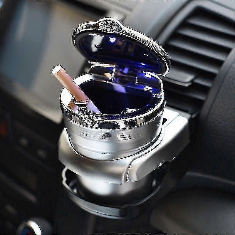 Car Ashtray With Light - Black And White Design - Smokeless Cigarette Holder