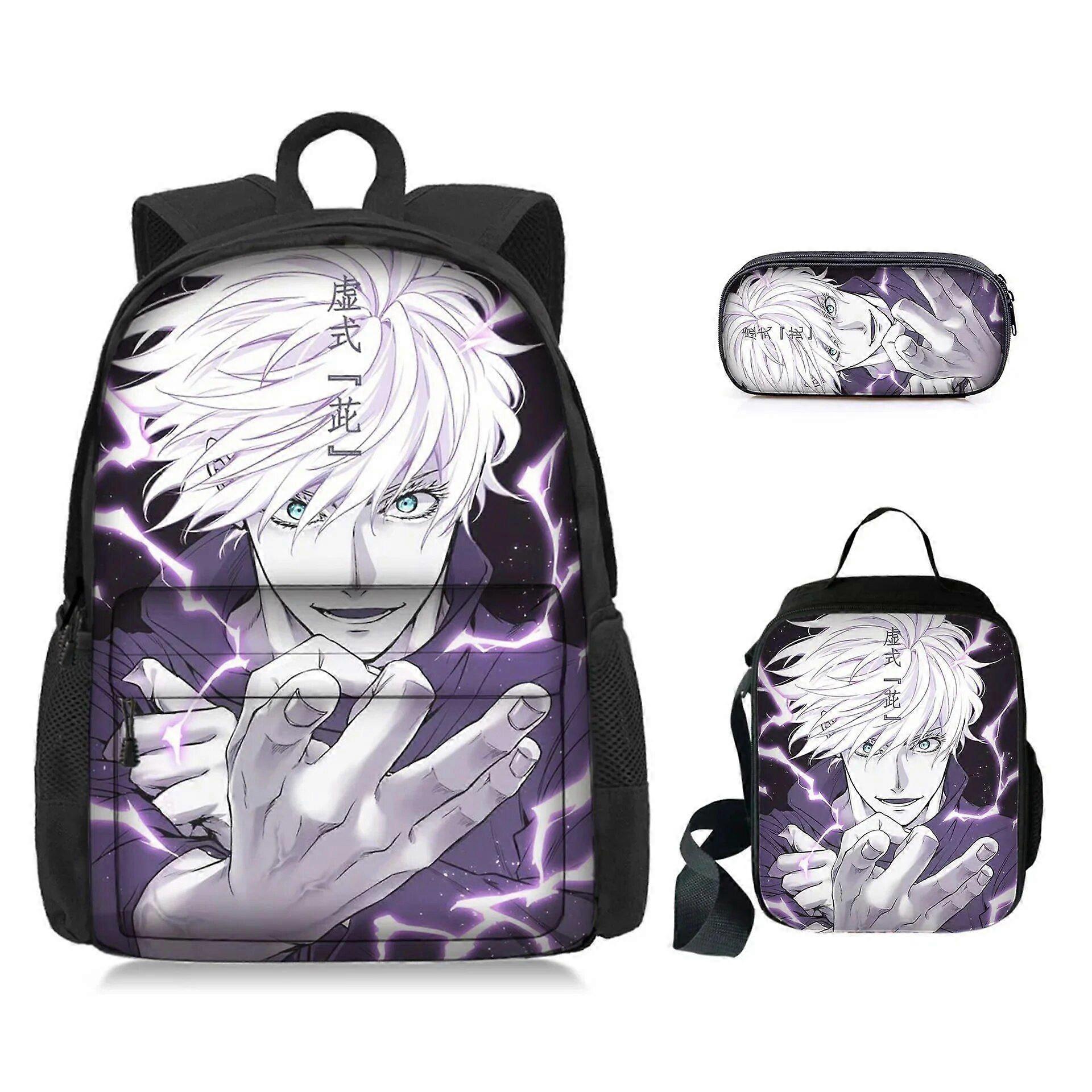 3pcs/set Anime Jujutsu Kaisen Backpack Gojo Satoru Cartoon Bags Boys Girls  Cartoon Large Capacity Rucksack Crossbody Bag Pen Bag