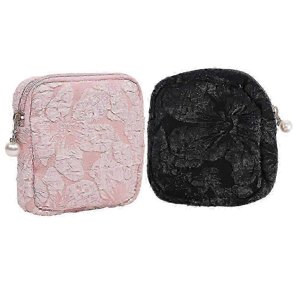 2pcs Period Pouch Large Capacity Sanitary Napkin Bag Decorative Menstrual Pad Bag Portable Bag
