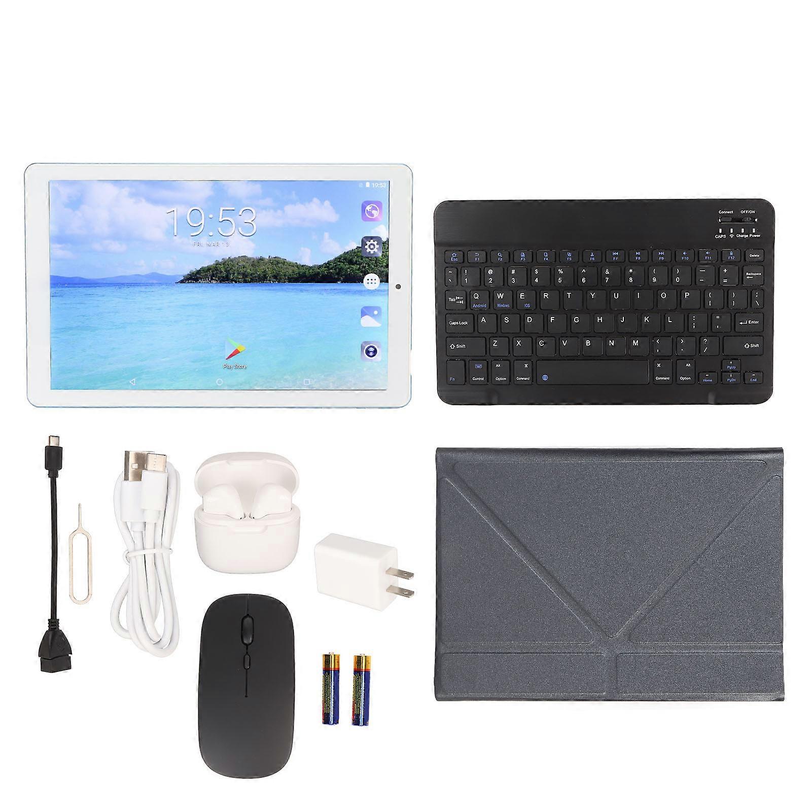 10.1 Inch Android 11 Tablet 8 Core 4GB RAM 64GB ROM 1920x1200 5G WiFi 2 in 1 Blue