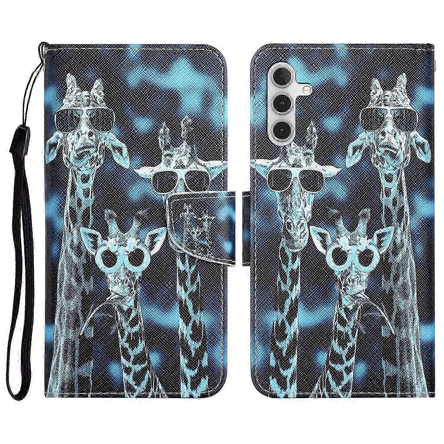 Compatible with Samsung Galaxy A13 5G Colorful Painting Pattern PU Leather Case with Card Pocket Strap