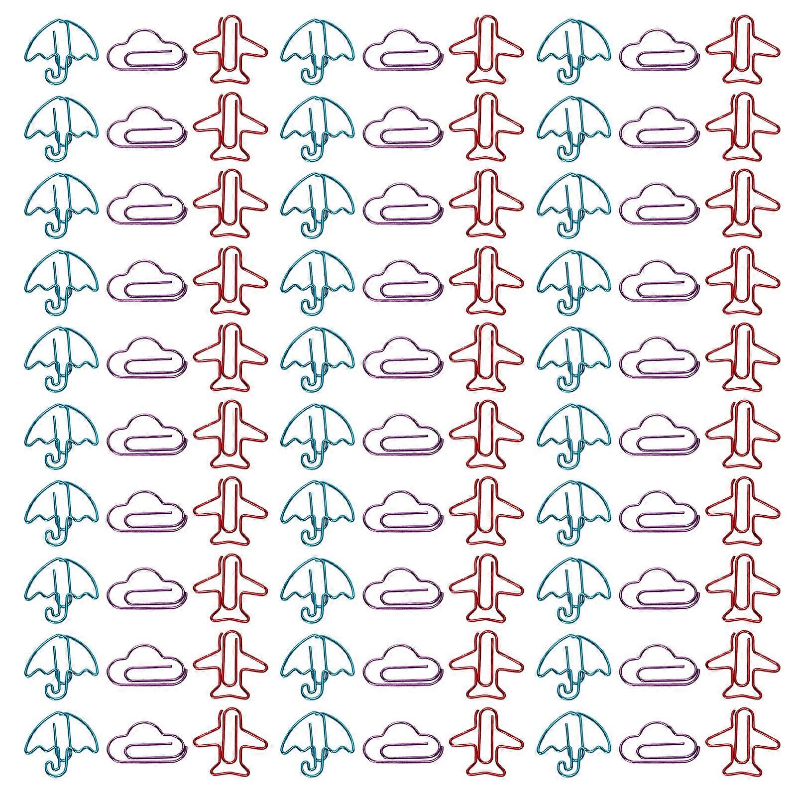 32 Boxes Cute Paper Clips: Fun Fancy Metal Clips White Cloud Umbrella Plane Combination