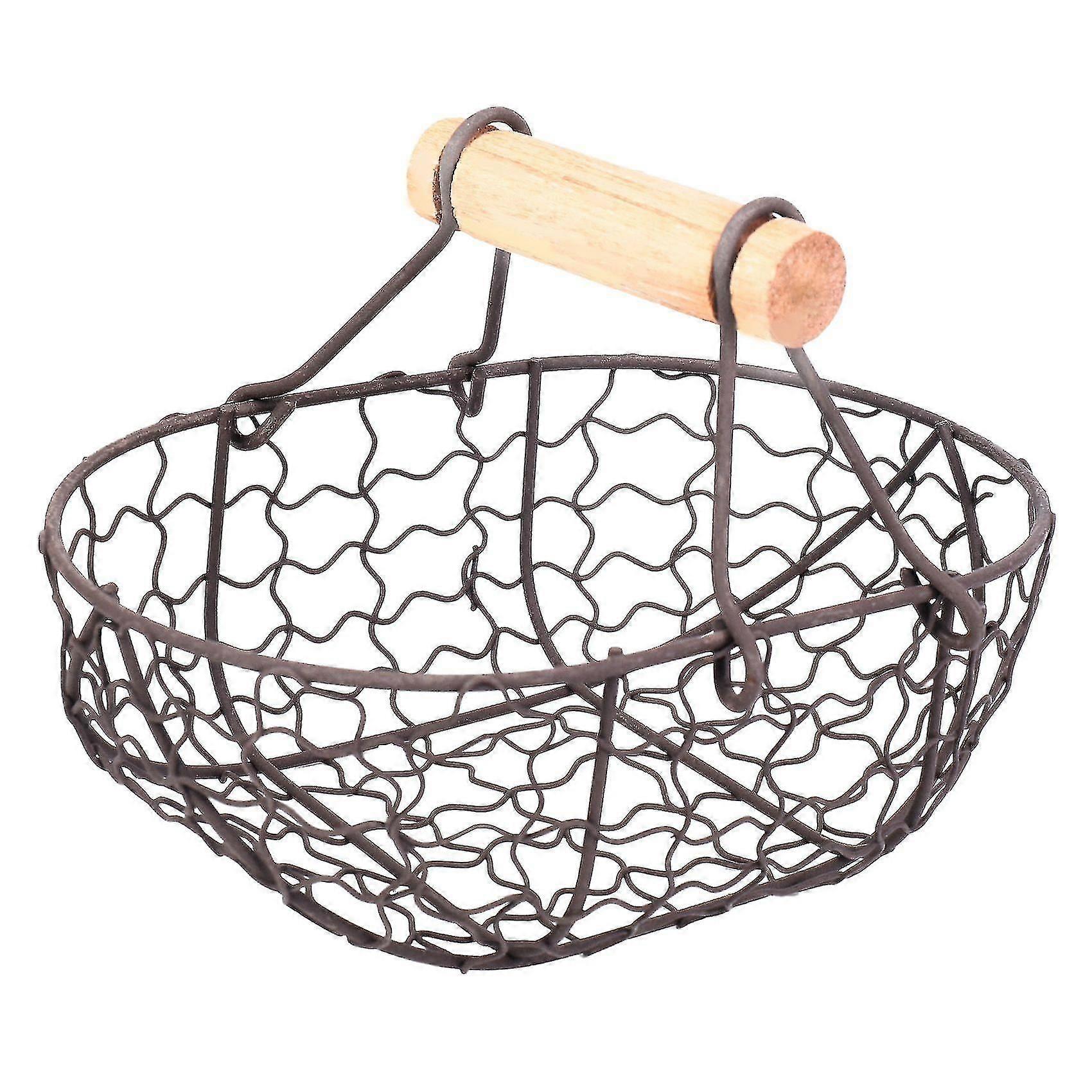 Metal Retro Basket Portable -funct Vetable Fruit Egg Groceries Practical Ba