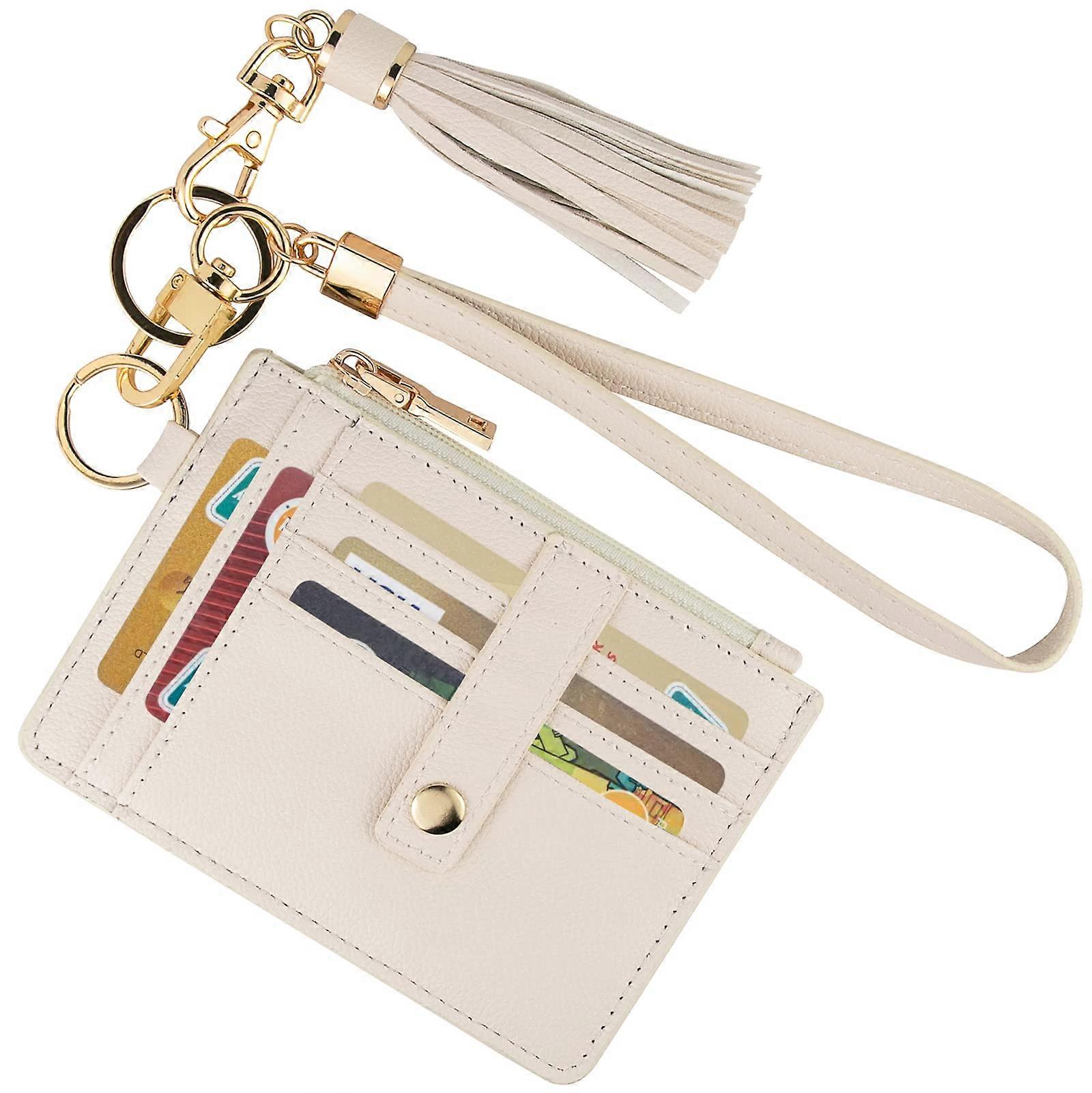 Small RFID Wristlet Wallet for Women, Compact Keychain Credit Card Holder, Stylish Everyday Use Accessory in Various Colors