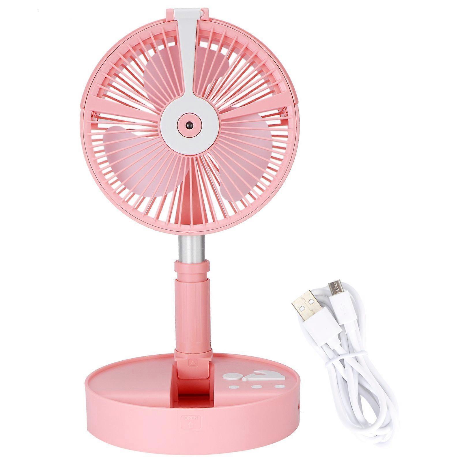 Portable USB Folding Floor Fan Telescopic Table Desk Fan with Humidifying Hydrating Spray Night Light