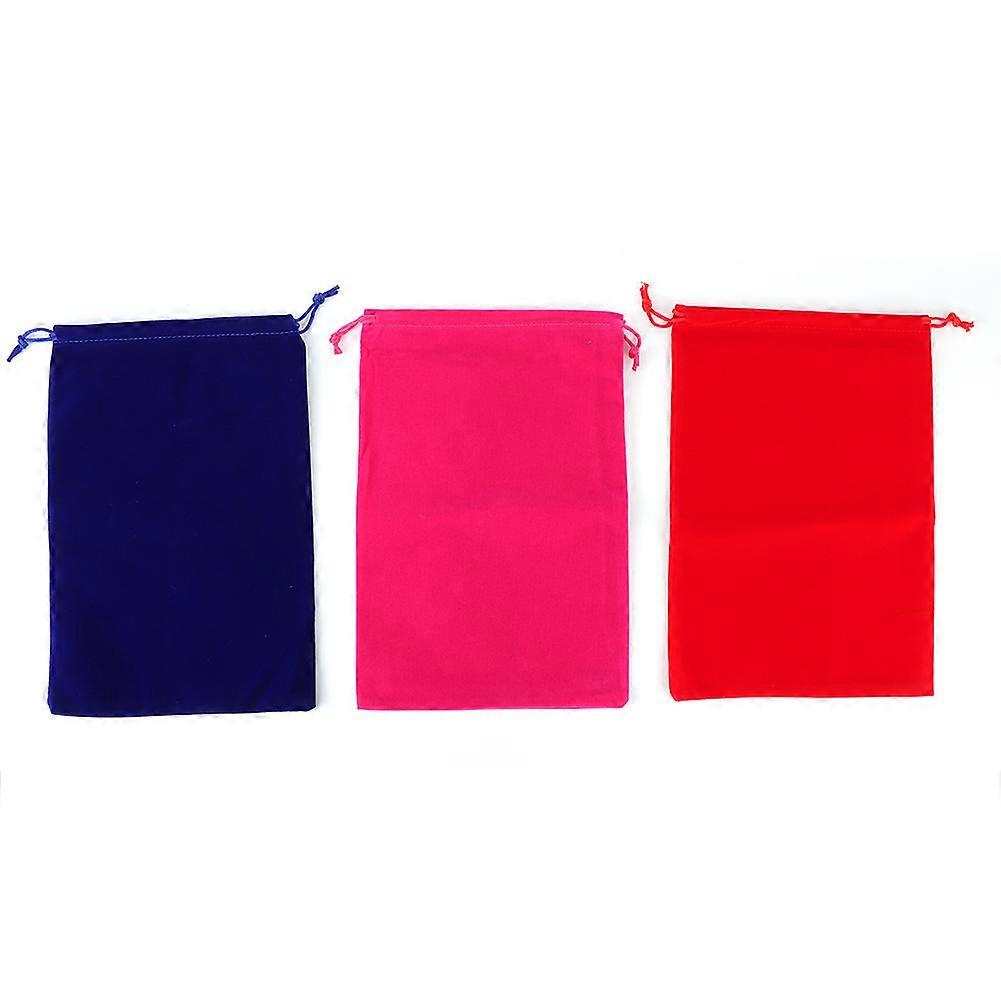 3-pack dust-proof flocked drawstring bags