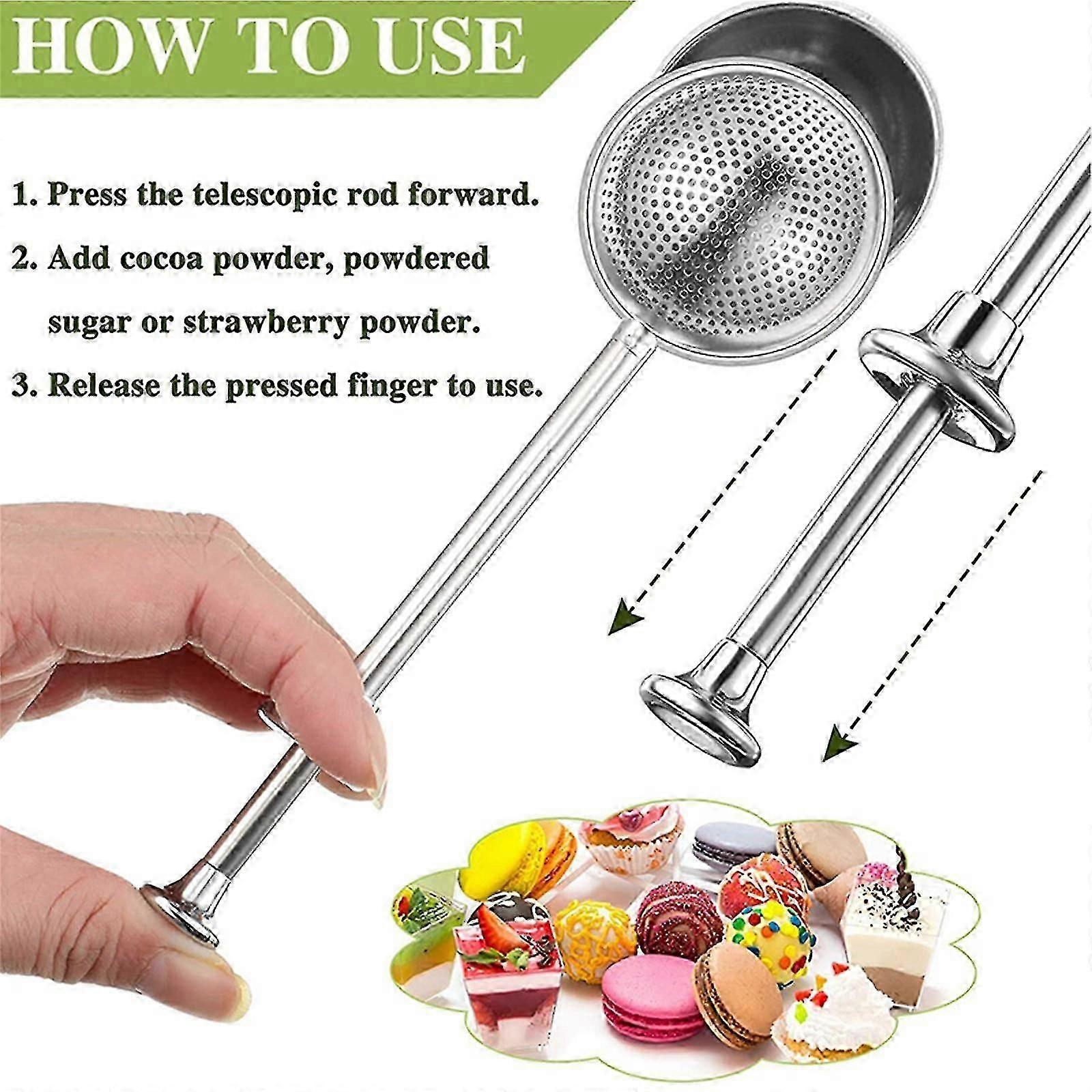 Stainless Steel Duster Strainer Spring Stick Powdered Sugar Baking Tool