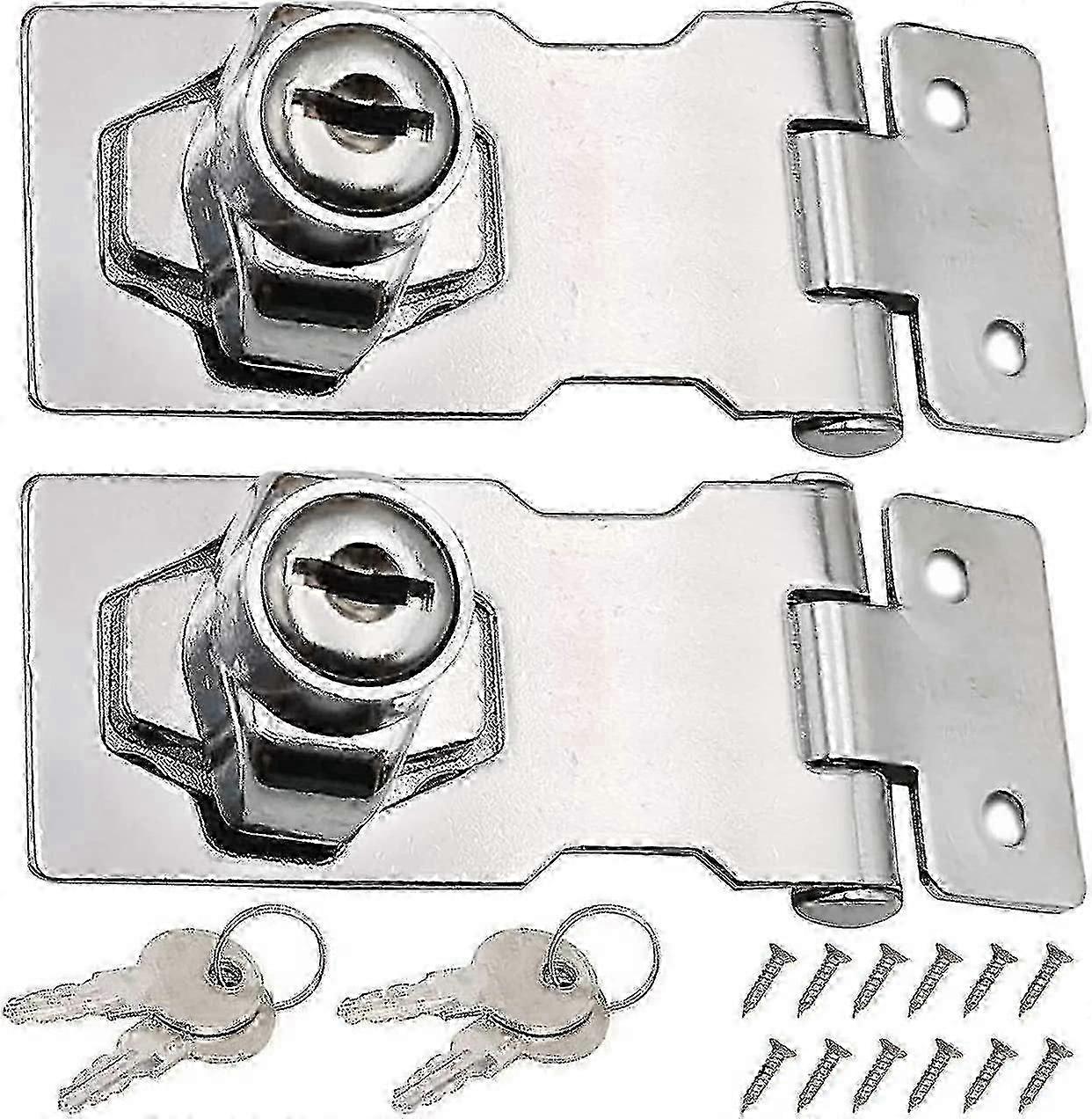 2 Pieces Stainless Steel Locking Hasp 80mm Door Bolt Latch Buckle With Padlock And Key