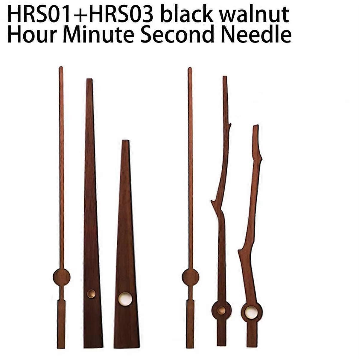 4Pcs Quartz Clock Movement Mechanism Repair Kits with 4 Types of Walnut Wood Clock Hands Clock Move