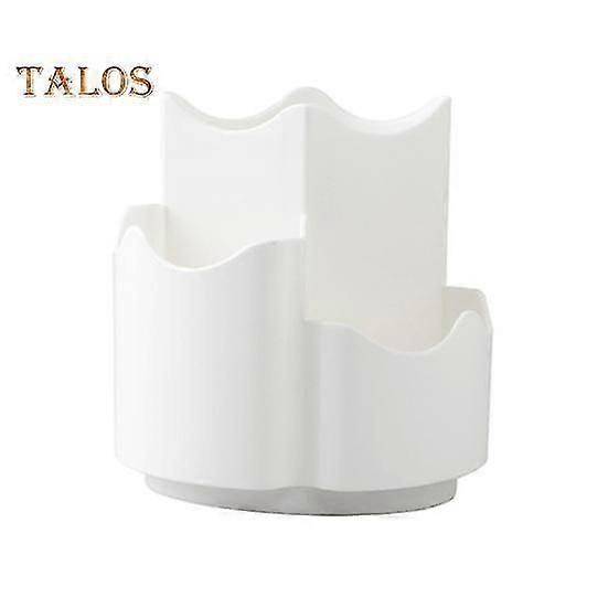 Eyebrow Pencil Case 3 Grids Item Storage White Color Practical 360-degree Rotating Makeup Brush Holder Home Supplies