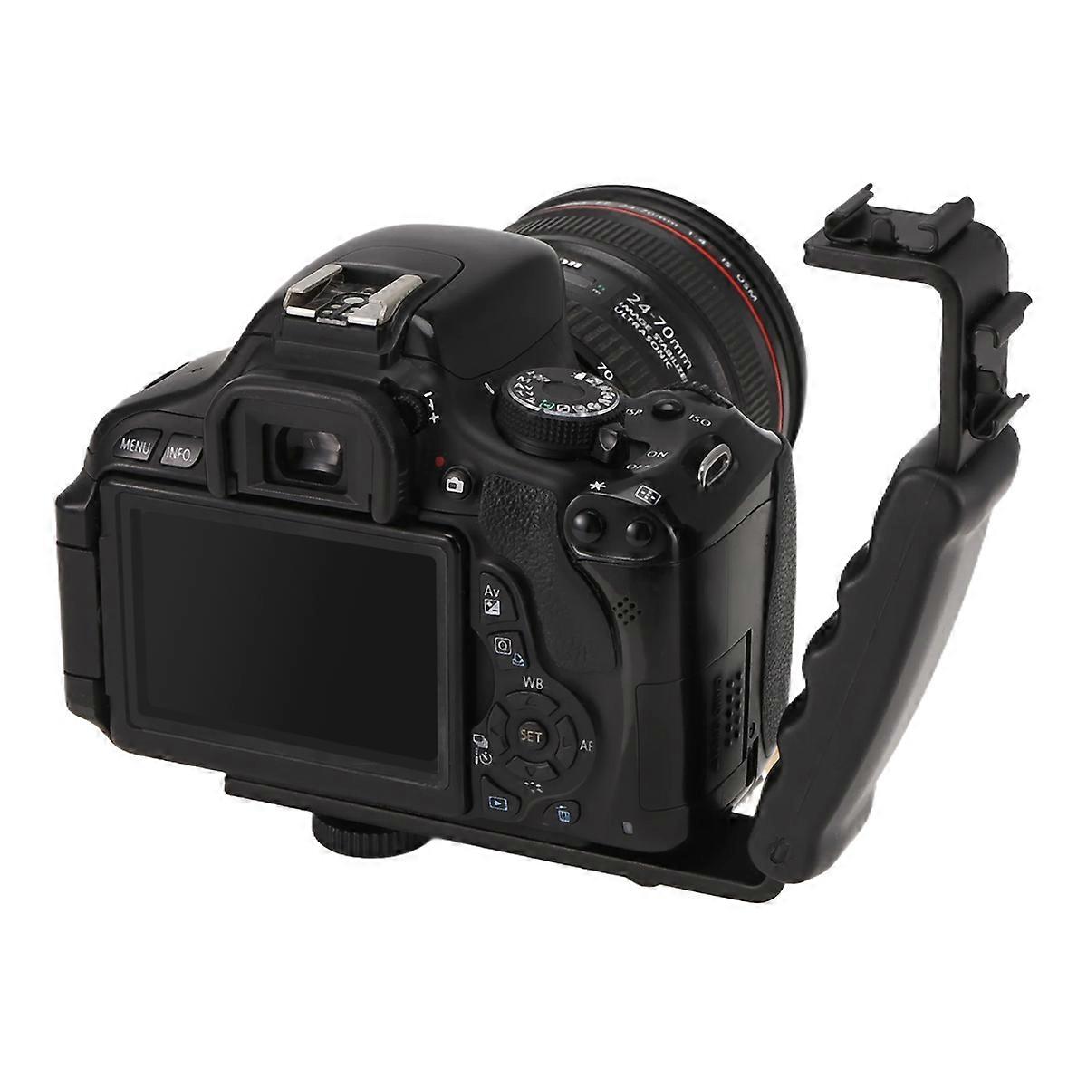 Photo Flash Video Camera Grip Handle L Handle With 2 Standard Side Hot shoe Mount the holder DSLR