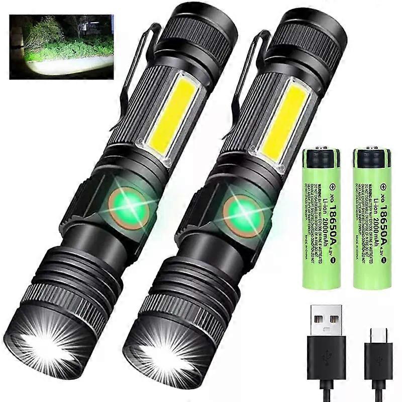 2000LM Ultra Bright Flashlight USB Rechargeable LED Lightfor Outdoor Camping Working Emergency Lighting Tactical Flashlight