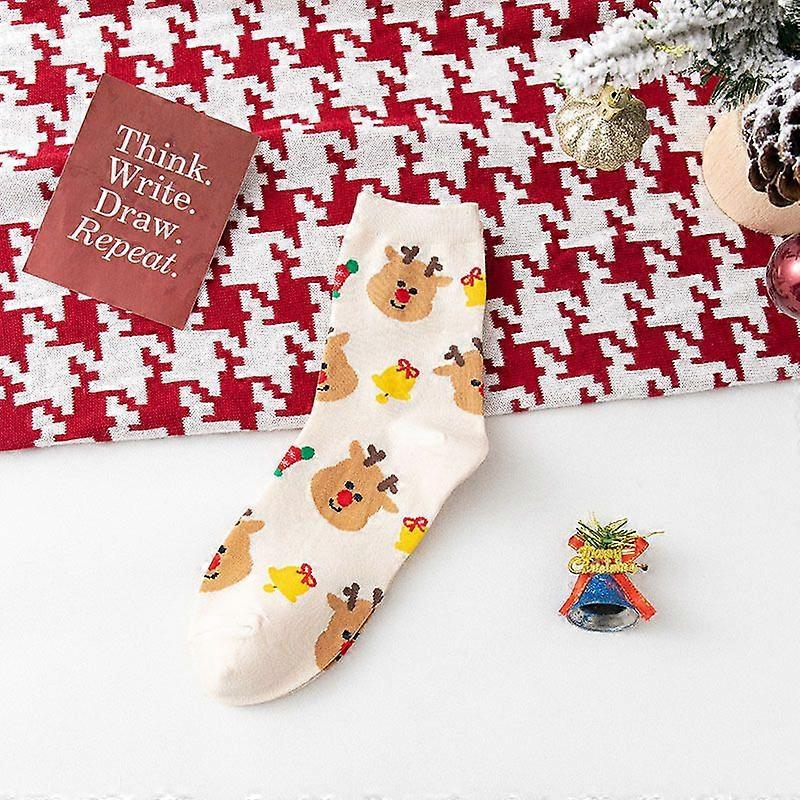 Christmas socks for men and women mid-calf socks cute cartoon ins trendy stockings autumn and winter cotton