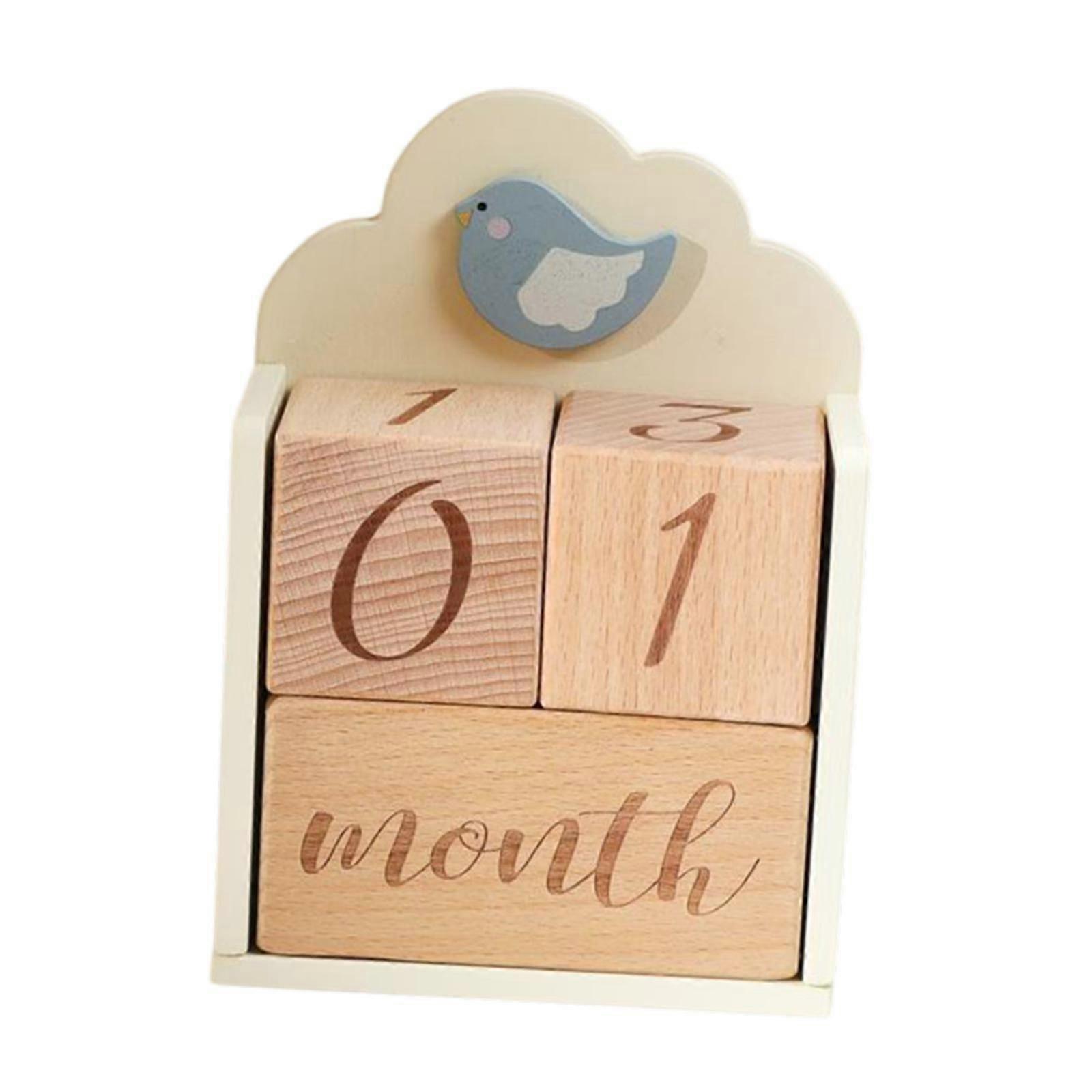 Wooden Baby Age Blocks for Baby Shower Unique Numbers Blocks Milestone Blocks