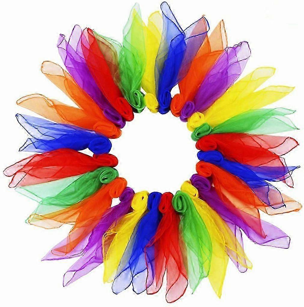 "Pack of 24 juggling towels, dance towels, juggling scarves, gymnastic towels for kindergarten, children's show, belly dance, 60 x 60 cm (24 pieces of