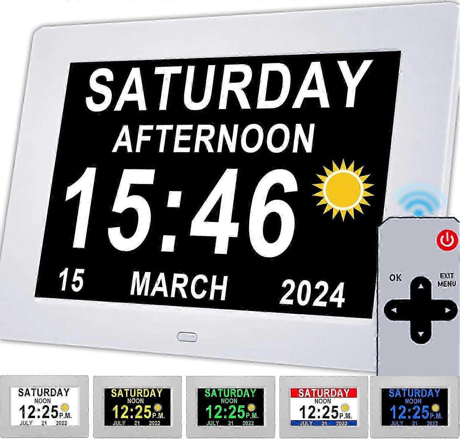 Newest,Dementia Clock 2.0 with Auto DST, 20 Custom Reminders, Day Clock EU Plug