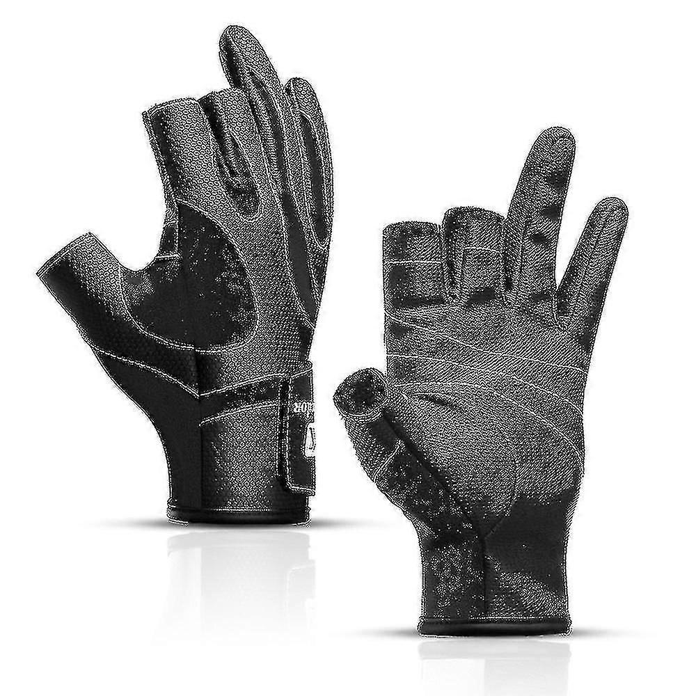 Μαύρο μέγεθος Moutdoor Αθλητισμός εξέθεσε τρία δάχτυλα αντιολισθητική ένδυση-ανθεκτικά γάντια ιππασίας μισό δάχτυλο αλιευτικός εξοπλισμός