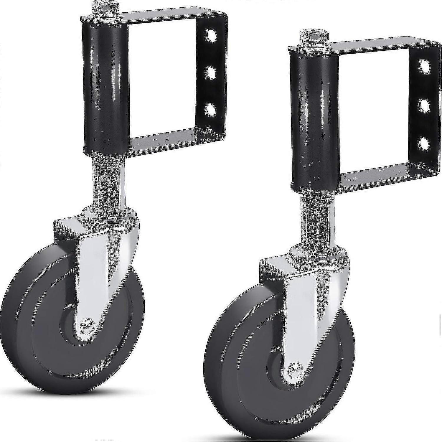 Set Of 2 Aging Resistant Rubber Spring Loaded Gate Rollers With Universal Mounting Plate, 100kg Capacity, 100mm-xinhan