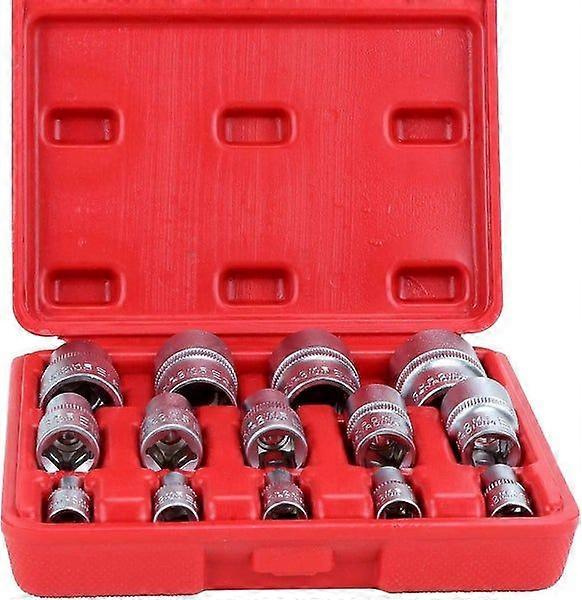 Female Torx Socket Set 14 Pieces E4 E5 E6 E7 E8 E10 E12 E14 E16 E18 E20 E22 E24 Chrome Vanadium Steel