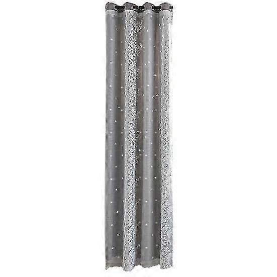 Unique Window Panel Perforated UV-resistant Lace Splicing Universal Darkening Window Curtain Drapery