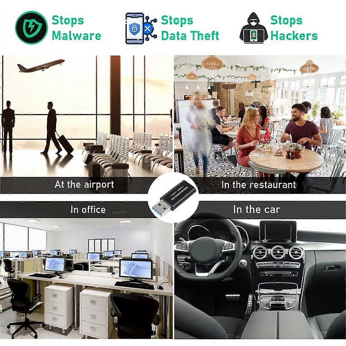 2Pcs USB Data Blocker USB-A Data Blocker Protect Against Juice Jacking Support Safe Quick Charge Sto