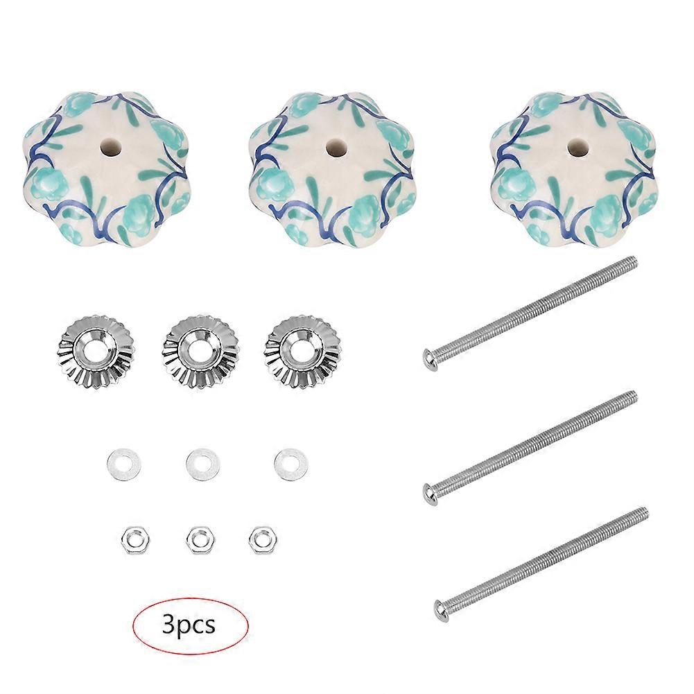 3PCS Multi Designed Ceramic Cupboard Cabinet Door Knobs Drawer Pulls Tree vine
