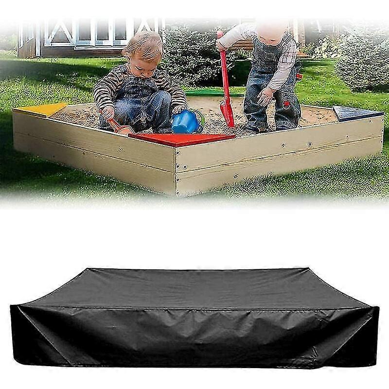 Dustproof Sandbox Cover with Drawstring, Oxford Cloth Square Tarpaulin for Sandbox, Swimming Pool, Garden or FarmhouseBlack,120*120cm,210g