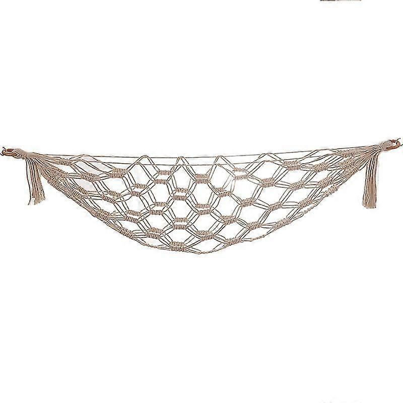Macrame Fruit Hammock with 2 Hanging Hooks Under Cabinet Hanging Basket Vegetable Holder Space