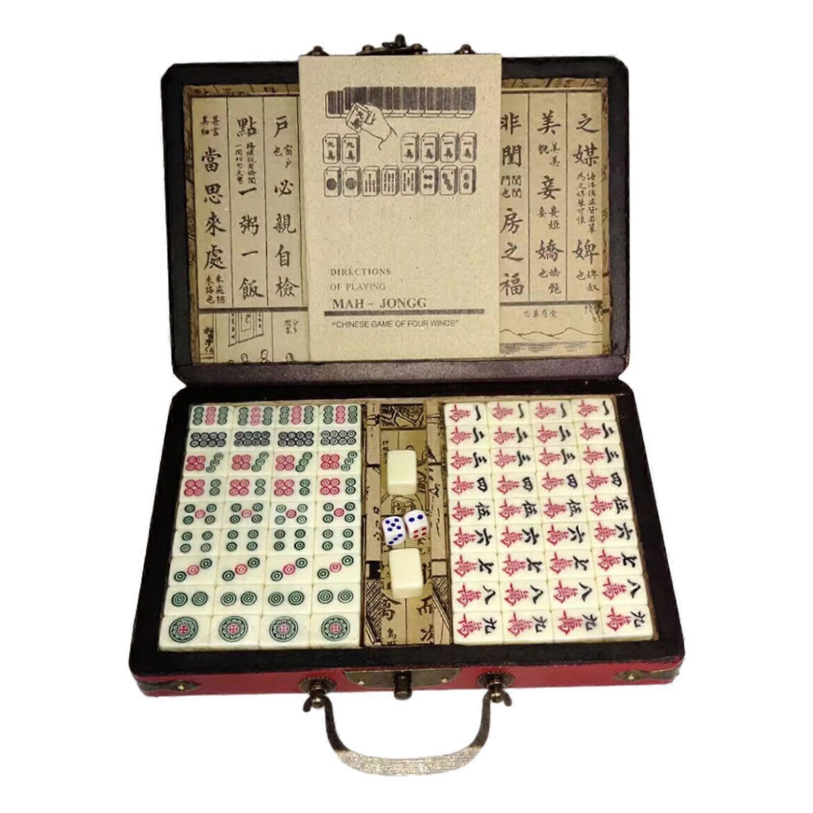 Chinese Mahjong Game Set Tabletop Games Family Mahjong Game Portable Adults