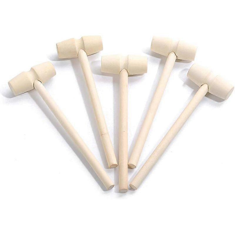 Aisiting 10 Pcs Wooden Mini Hammers Multi-Purpose Natural Wood Hammer for Crab Lobster Mallets