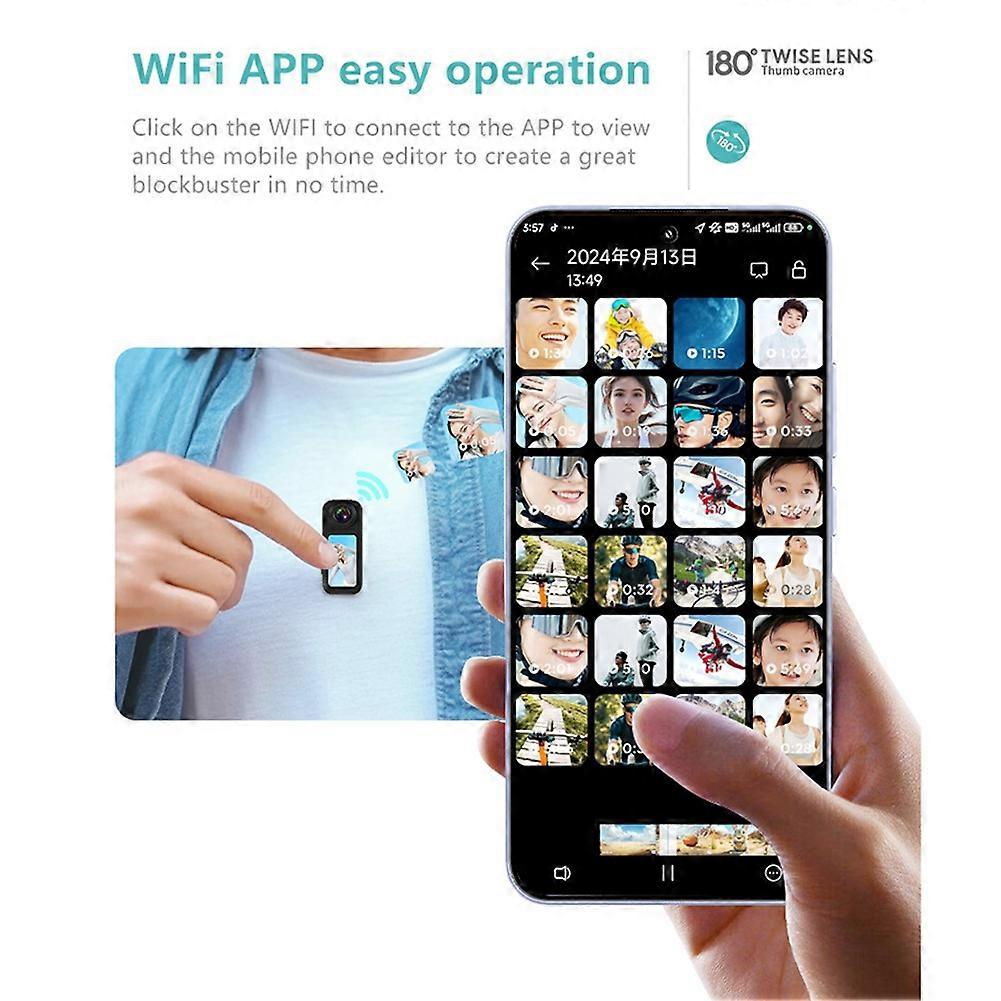 S70 2.7K WIFI APP Thumb Camera HD Cycling Camera 1080P Camera White