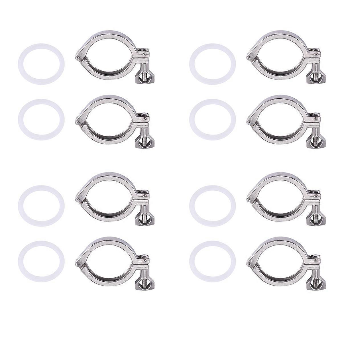 8Pcs Tri-Clamp Steel Single Pin Heavy Duty Tri Clamp with Wing Nut for Ferrule TC with Silicone Gas