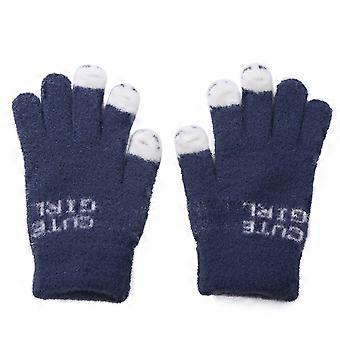 Girls 3 Finger Exposed Gloves Full Finger Touchable Screen Mittens with Jacquard Letter for Women Winter Supplies  Purple