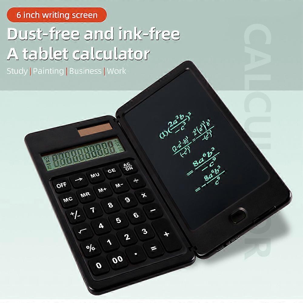 Scientific Calculator with 6 Inch Writing Board and Pen Dual Power Solar and Battery Operated Foldable Basic Calculator 10-bit Display Screen for Hom