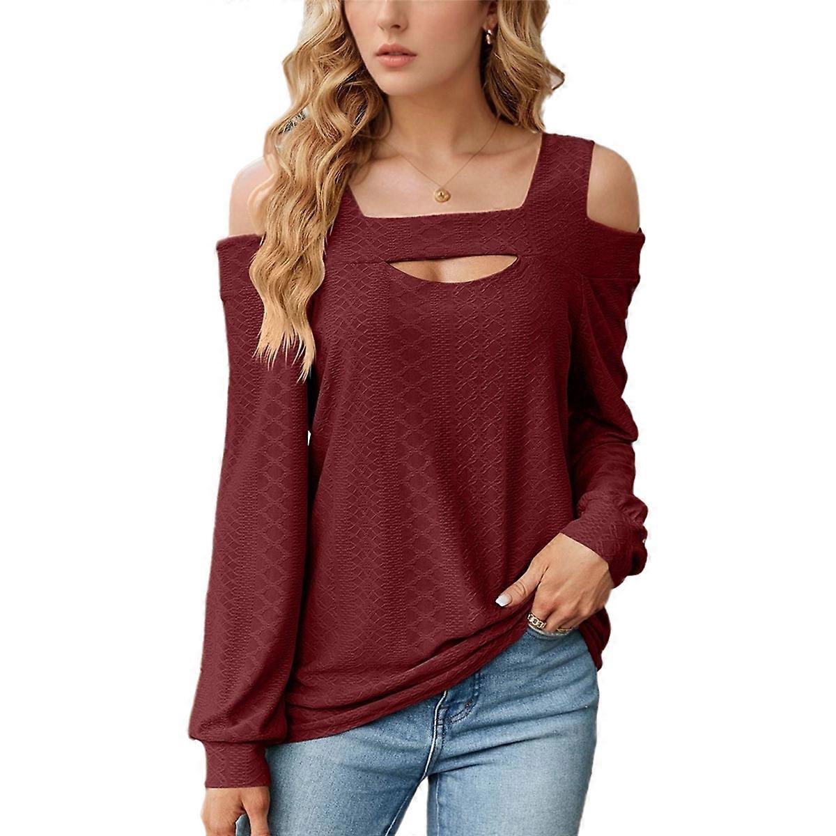 Womens Summer Square Neck Wine Red L