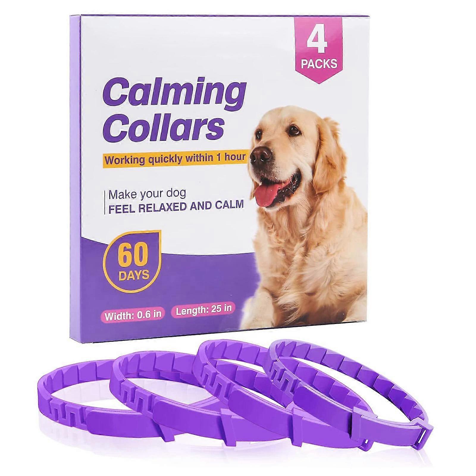4PCS Efficient Calming Collar for Dog Relaxations Calming Collar Dog Pheromone Appeasing Collar with 30day LongLasting Purple