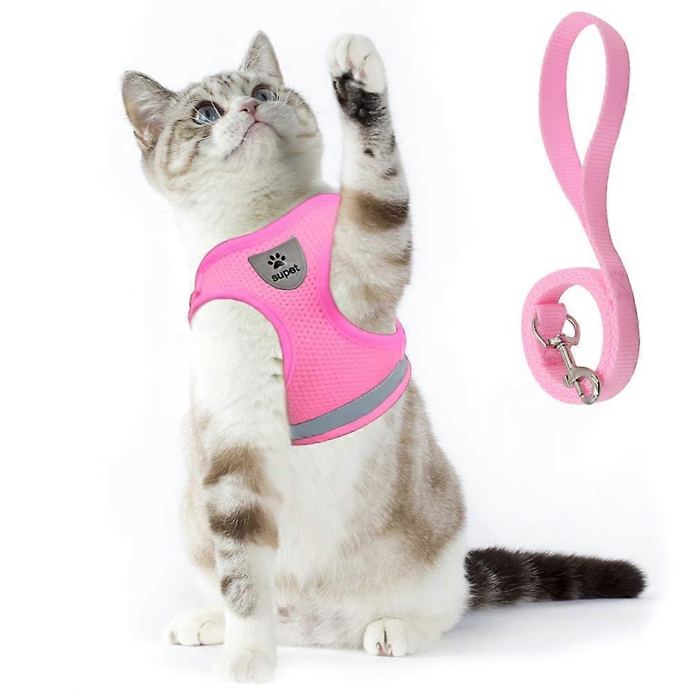 Soft Mesh Adjustable Reflective Cat Harness and Leash Set for Walking Cat Puppy Rabbit