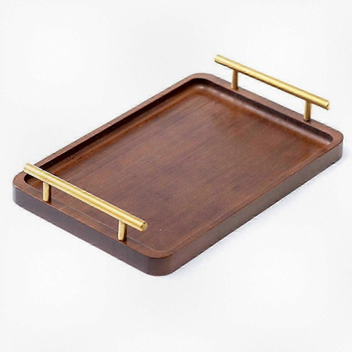 Solid Wood Tea Serving Tray with Handle for Home Organization