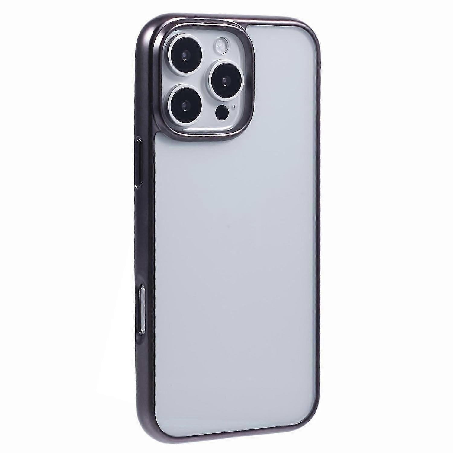 Ice Silk Series For iPhone 16 Pro Max Case TPU+PC Electroplating Phone Cover-Black