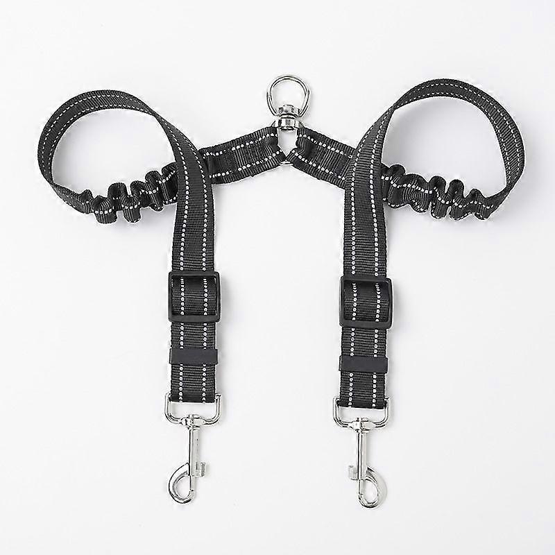 1pcs Double Head Reflective Pet Traction Rope - Black