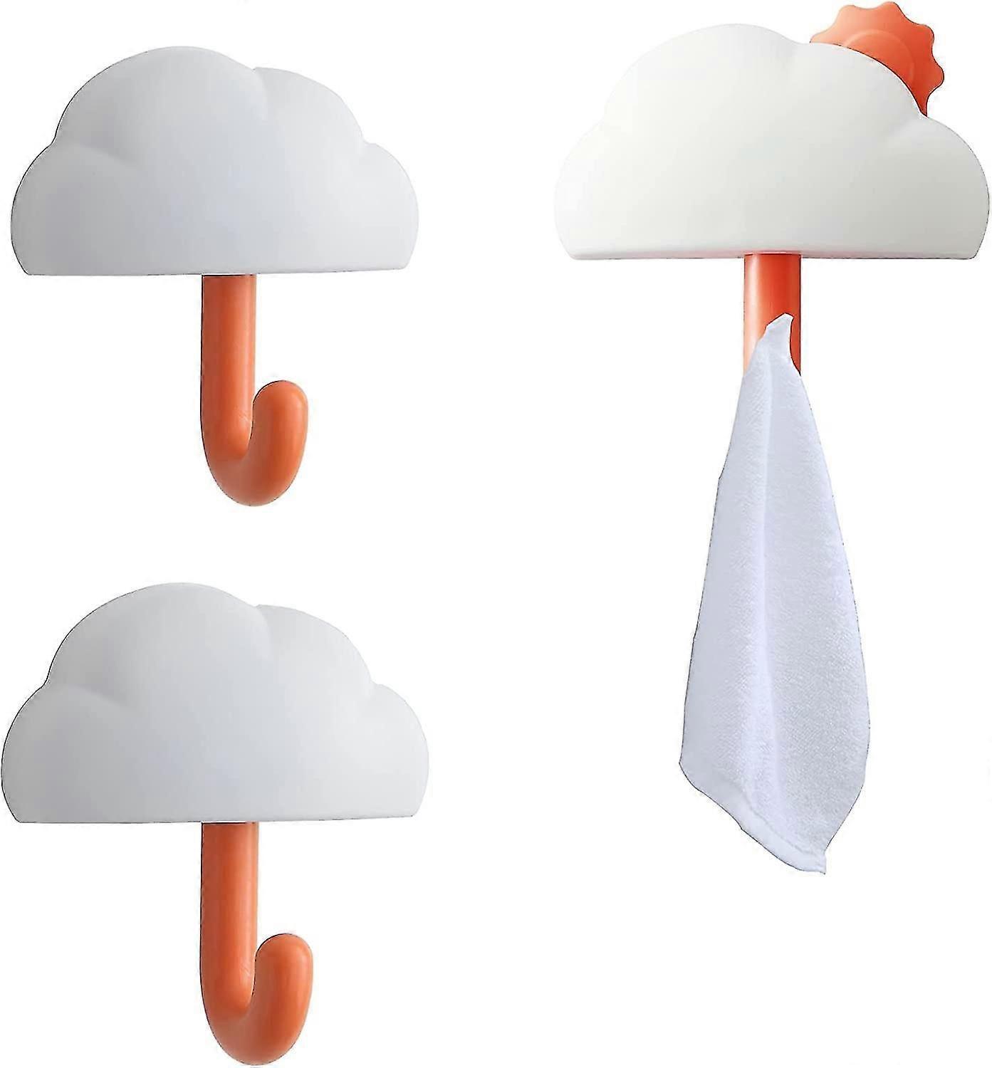 3pcs Creative Cloud Wall Hooks - Cute Star & Moon Design for Kitchen & Bathroom Organization