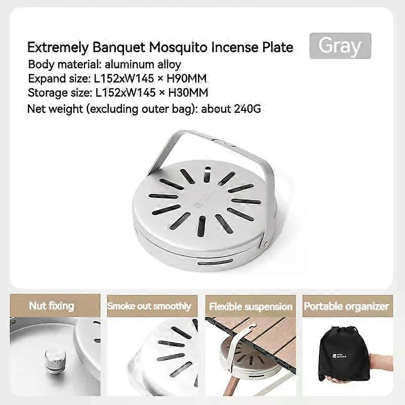 Banquet Mosquito Coil Holder Killer Hangable Incense Plate Hard Oxide Aluminium Alloy Tray Camping Outdoor Safe Box