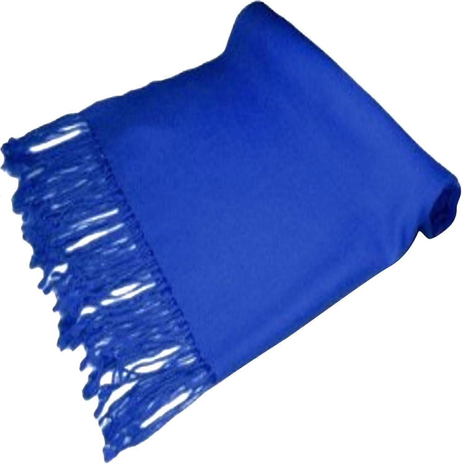 Royal Blue Solid Color Design Shawl Pashmina Scarf Wrap Stole Seconds