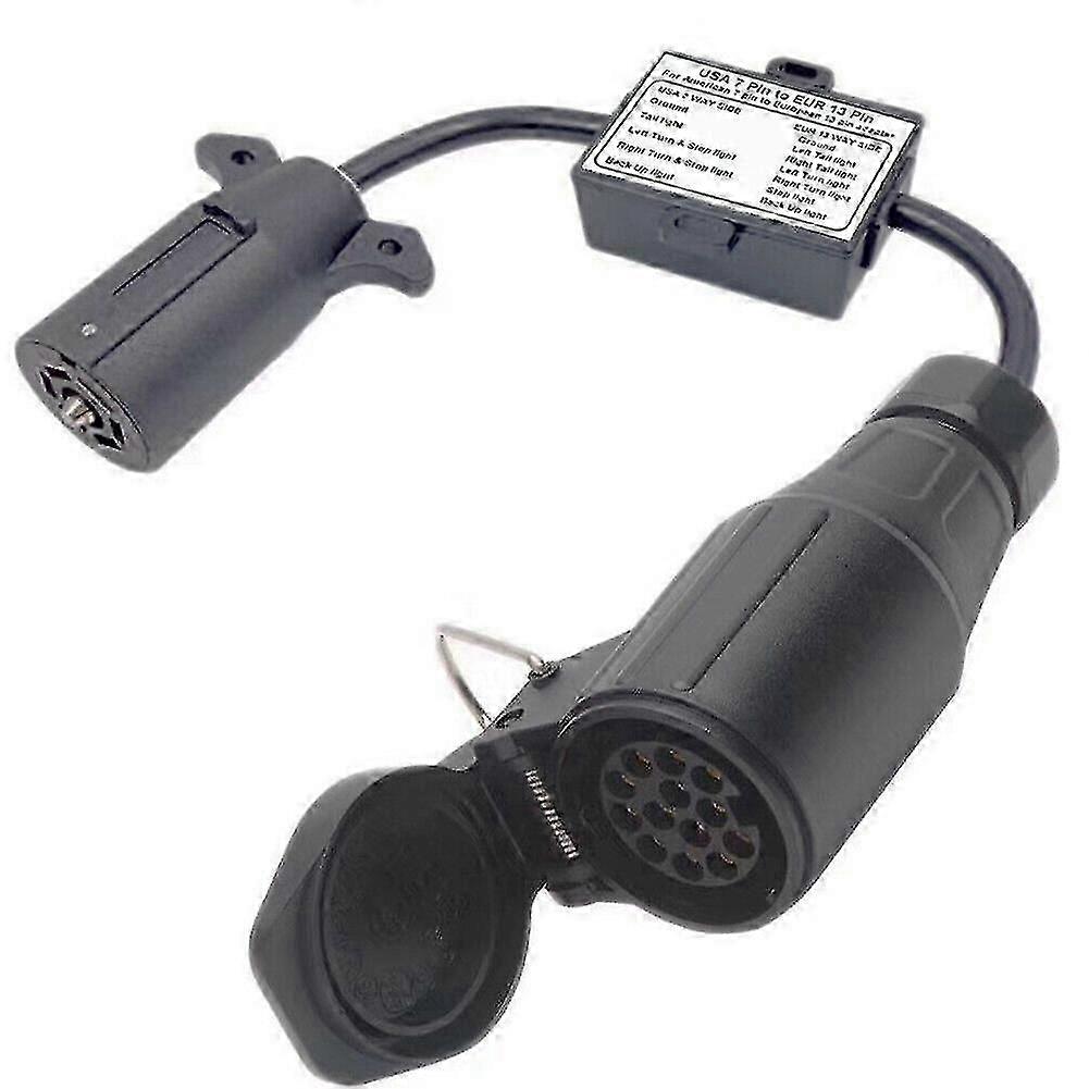 7 Flat Socket to 13-pin Round Plug Trailer Light Converter for US Vehicles