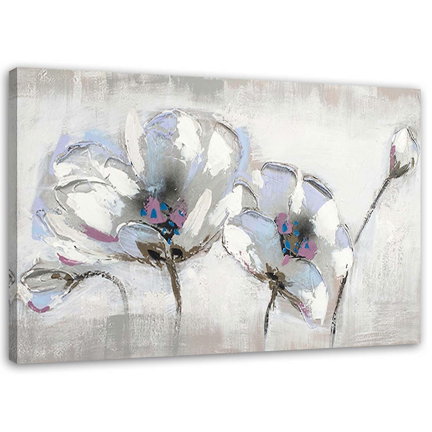Impression sur toile, Fleurs shabby chic peintes - 100x70